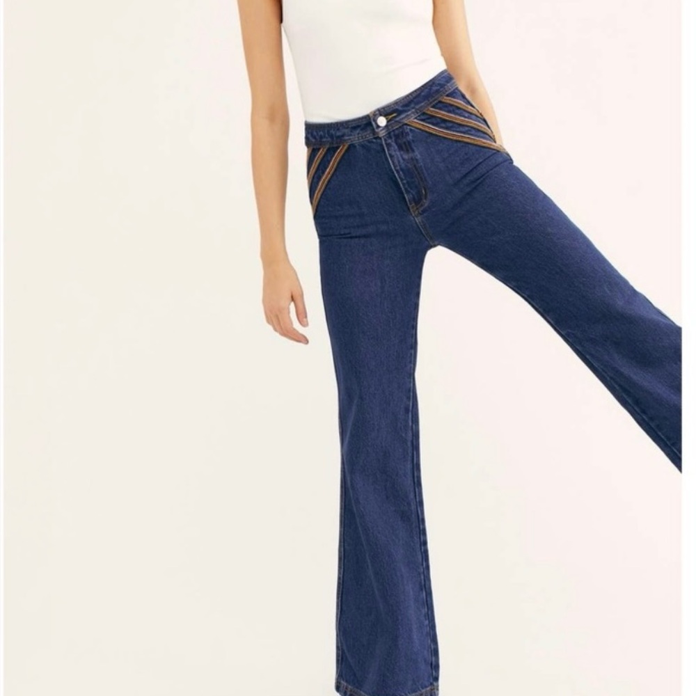 We The Free Blue Flare Wide Leg Jeans